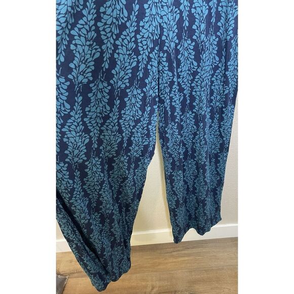 Boden size 8 Blue Floral Pant Jumpsuit Romper Wide Leg Maxi Pants Stretch - Picture 5 of 12